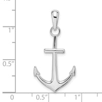 Sterling Silver Rhodium-plated Polished Anchor Pendant