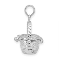 Sterling Silver Rhodium-plated Moveable 3D Nantucket Basket Pendant