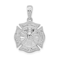 Sterling Silver Rhodium-plted Polished Reversible Fireman Medal Pendant