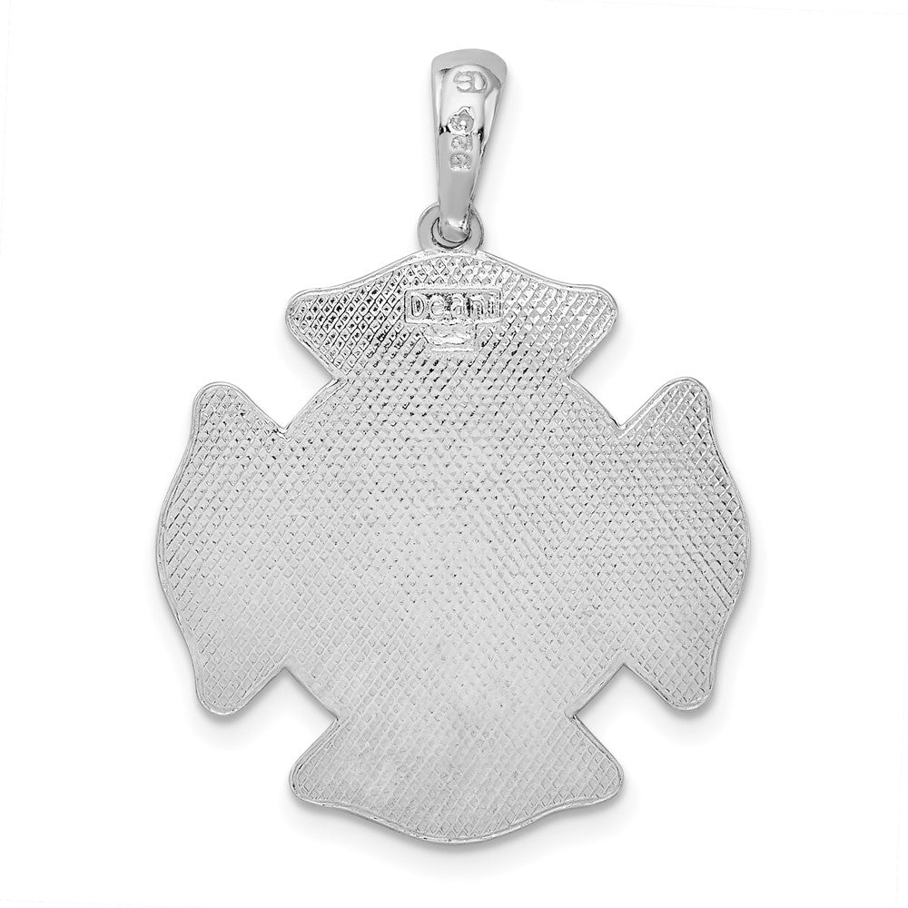 Sterling Silver Rhodium-plated St. Florian Fire Dept. Medal Pendant