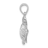 Sterling Silver Rhodium-plated Polished Sea Turtle Pendant
