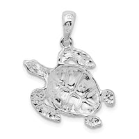 Sterling Silver Rhodium-plated Polished Sea Turtle Pendant