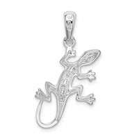 Sterling Silver Rhodium-plated Polished Gecko Pendant