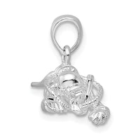 Sterling Silver Rhodium-plated Polished 3D Male Scuba Diver Pendant