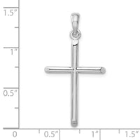 Sterling Silver Rhodium-plated 3D Cylinder w/Beveled Ends Cross Pendant