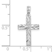 Sterling Silver Rhodium-plated All-over Diamond-cut Latin Cross Pendant