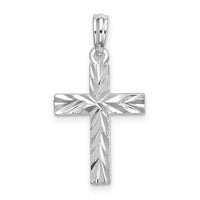 Sterling Silver Rhodium-plated All-over Diamond-cut Latin Cross Pendant