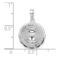 Sterling Silver Rhodium-plated Scalloped Holy Communion Pendant