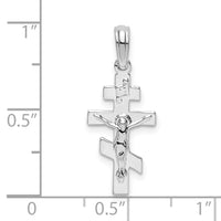 Sterling Silver Rhodium-plated Polished Byzantine Crucifix Pendant