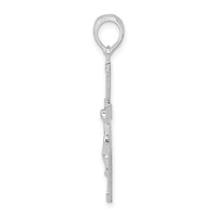 Sterling Silver Rhodium-plated Polished Latin Crucifix Pendant