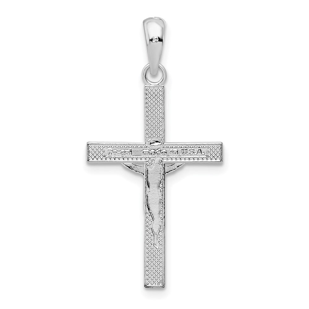Sterling Silver Rhodium-plated Polished Latin Crucifix Pendant