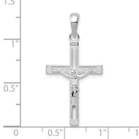 Sterling Silver Rhodium-plated Polished Latin Crucifix Pendant
