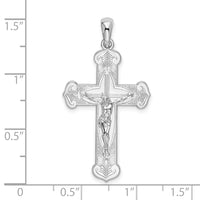 Sterling Silver Rhodium-plated Polished Budded Crucifix Pendant