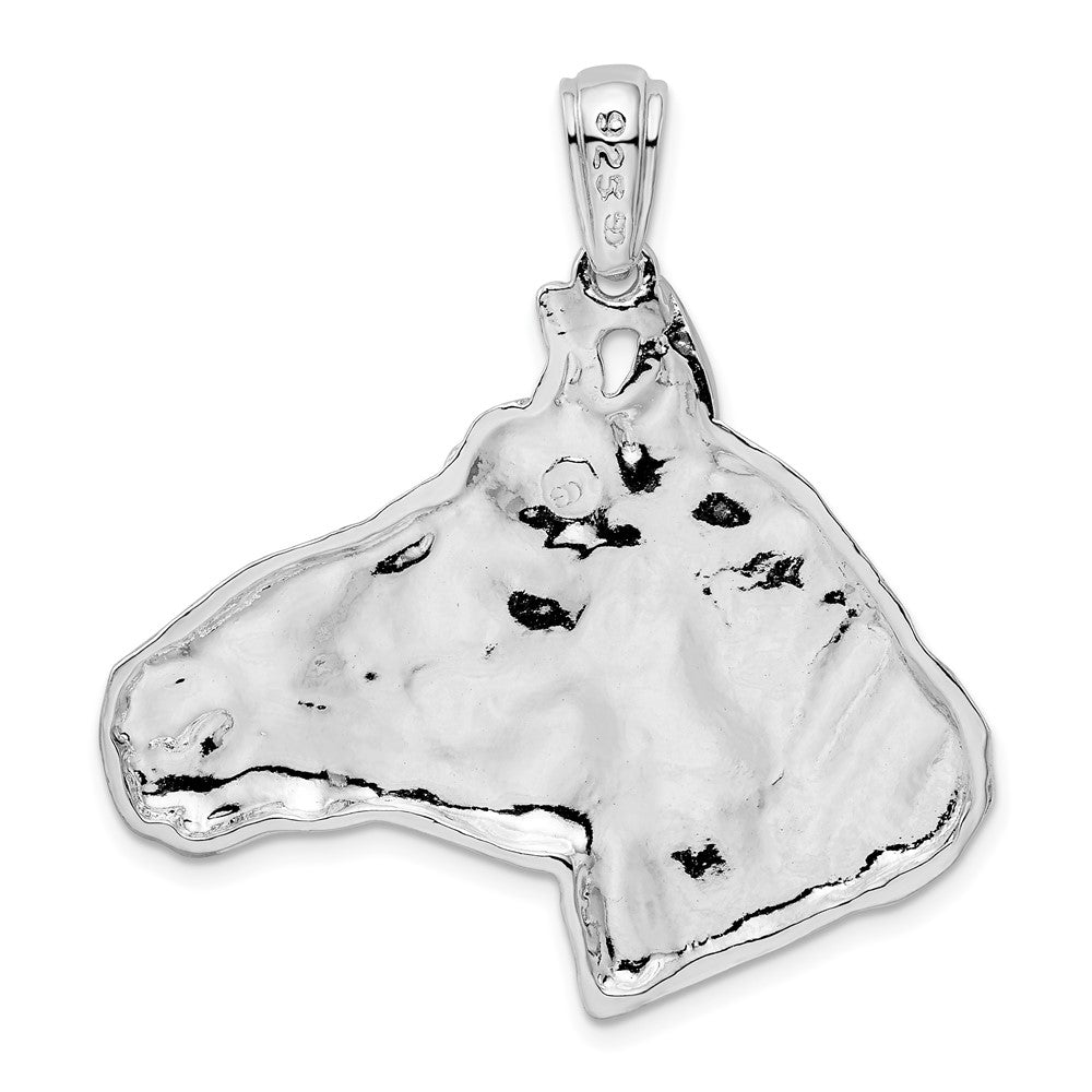 Sterling Silver Rhodium-plated Polished Large Horse Head Pendant