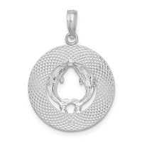 Sterling Silver Rhodium-plated Port Aransas Circle w/Dolphins Pendant
