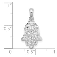 Sterling Silver Rhodium-plated Polished Cut-out Hamsa Pendant