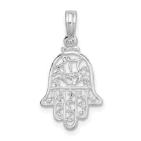 Sterling Silver Rhodium-plated Polished Cut-out Hamsa Pendant