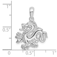 Sterling Silver Rhodium-plated Polished Small Dragon Pendant