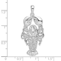 Sterling Silver Rhodium-plated Polished Maine Lobster Pendant
