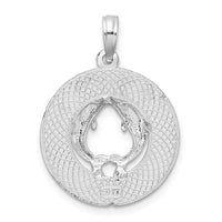 Sterling Silver Rhod-plated Polished Sanibel Circle w/Dolphins Pendant