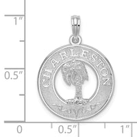 Sterling Silver Rhodium-plated Charleston Circle w/Palm Tree Pendant