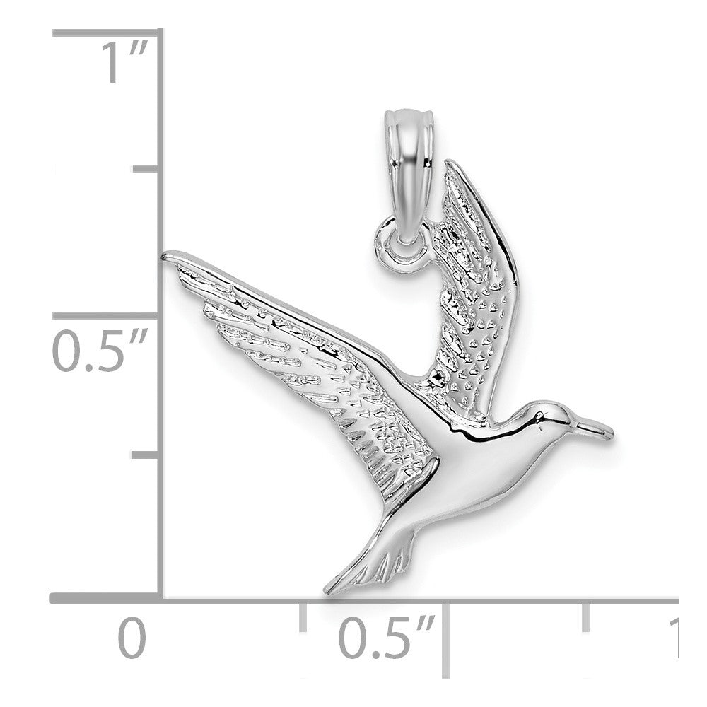 Sterling Silver Rhodium-plated Polished Flying Seagull Pendant