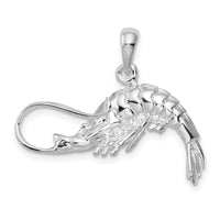 Sterling Silver Rhodium-plated Polished 3D Shrimp Pendant