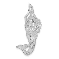 Sterling Silver Rhodium-plated Polished Mermaid w/Shell Slide