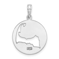 Sterling Silver Rhodium-plated Polished Cape Cod Cut-out Pendant