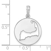 Sterling Silver Rhodium-plated Polished Cape Cod Cut-out Pendant
