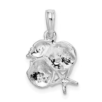Sterling Silver Rhodium-plated Polished Shell Cluster Pendant