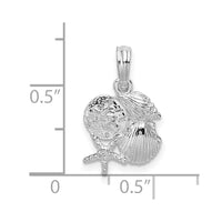 Sterling Silver Rhodium-plated Polished Shell Cluster Pendant