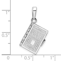 Sterling Silver Rhodium-plated Moveable 3D Lord's Prayer Bible Pendant
