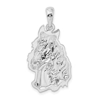 Sterling Silver Rhodium-plated Polished Horse Head Pendant