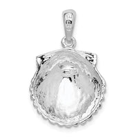 Sterling Silver Rhodium-plated Polished Scallop Shell Pendant