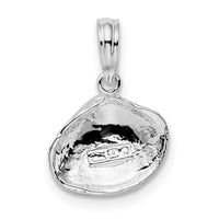 Sterling Silver Rhodium-plated Polished Clam Shell Pendant