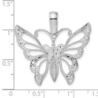 Sterling Silver Diamond-cut Cut-out Butterfly Pendant