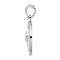 Sterling Silver Rhodium-plated Polished Nautical Compass Pendant