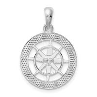Sterling Silver Rhodium-plated Polished Nautical Compass Pendant