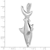 Sterling Silver Rhod-plated Polished 3D Hammerhead Shark Pendant