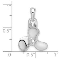 Sterling Silver Rhodium-plated Polished Moveable 3D Propeller Pendant