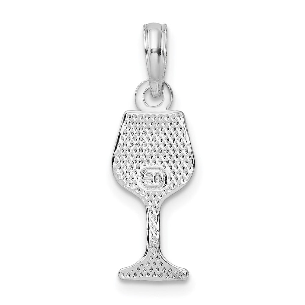 Sterling Silver Rhodium-plated Polished Wine Glass Pendant
