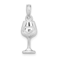 Sterling Silver Rhodium-plated Polished Wine Glass Pendant