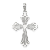 Sterling Silver Rhodium-plated Polished Heart Cross Pendant