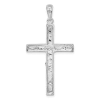 Sterling Silver Rhodium-plated Polished Textured Latin Crucifix Pendant