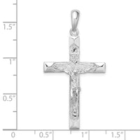 Sterling Silver Rhodium-plated Polished Textured Latin Crucifix Pendant