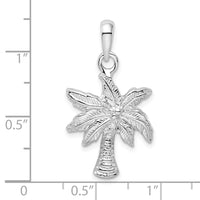Sterling Silver Rhodium-plated Polished Palm Tree Pendant