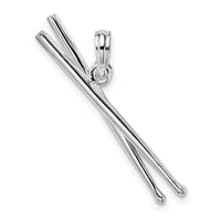 Sterling Silver Rhod-plated Polished Moveable 3D Drumsticks Pendant