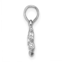 Sterling Silver Rhodium-plated Polished 3D Mini Bear Pendant