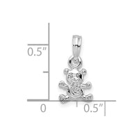 Sterling Silver Rhodium-plated Polished 3D Mini Bear Pendant